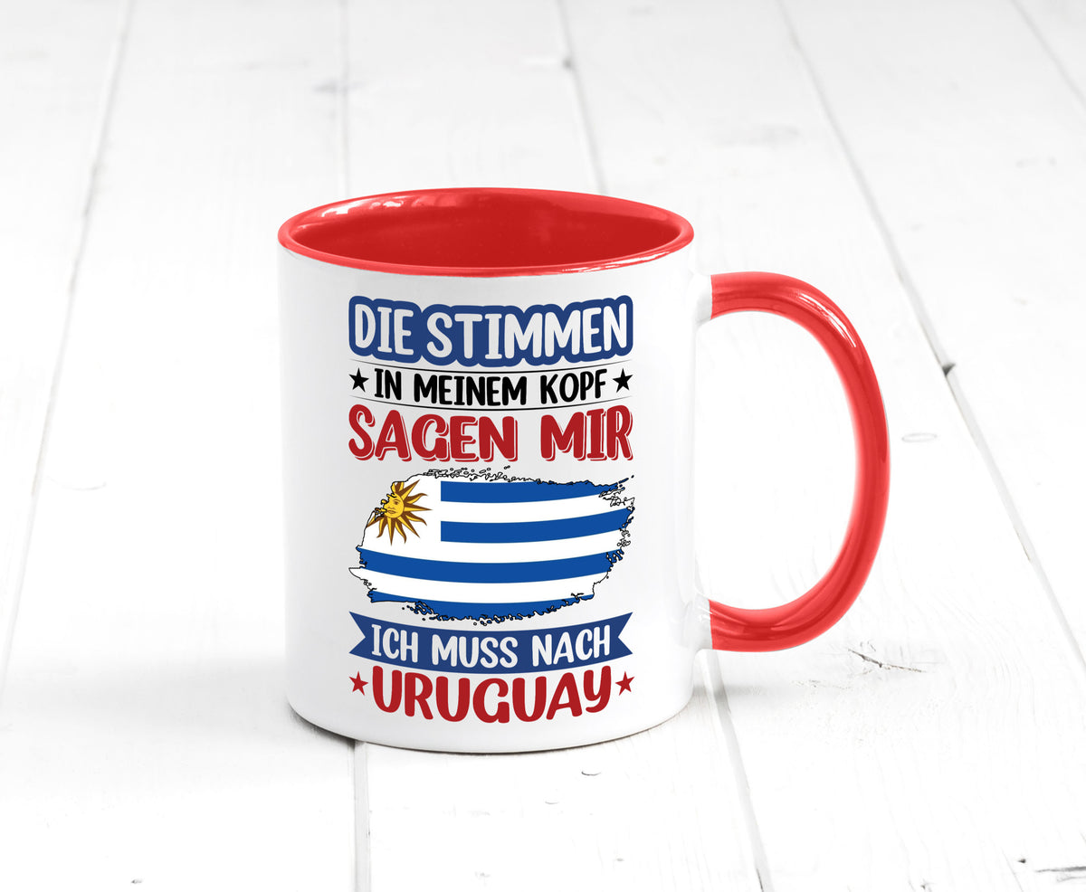 Uruguay | Urlaub Stimmen in meinem Kopf Traumland Geschenk Humor Geschenkidee Tasse