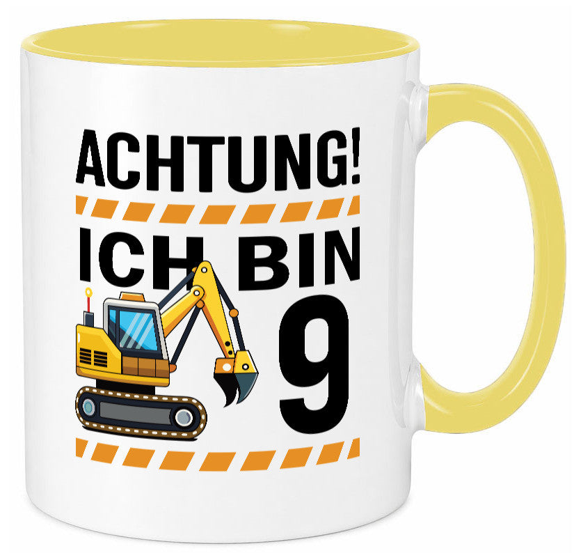 9 Geburtstag Ich bin | Bagger Junge lustiger Spruch Geschenk Geschenkidee Tasse