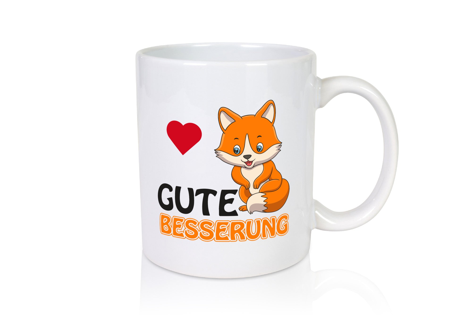 Gute Besserung | Genesung Tasse Fuchs mit Herzen lustig Humor Geschenkidee