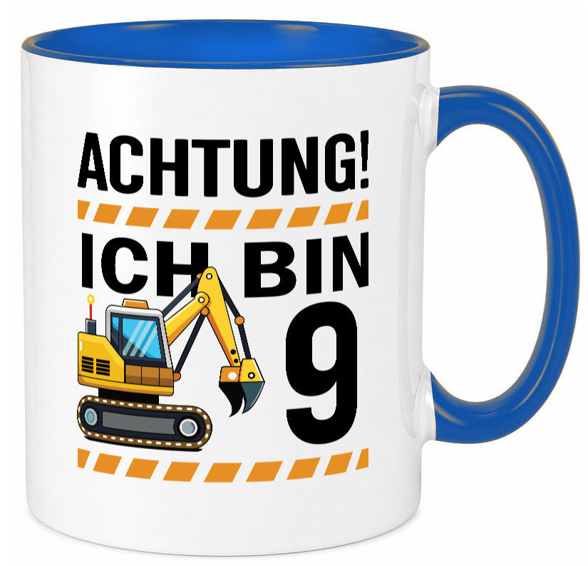 9 Geburtstag Ich bin | Bagger Junge lustiger Spruch Geschenk Geschenkidee Tasse