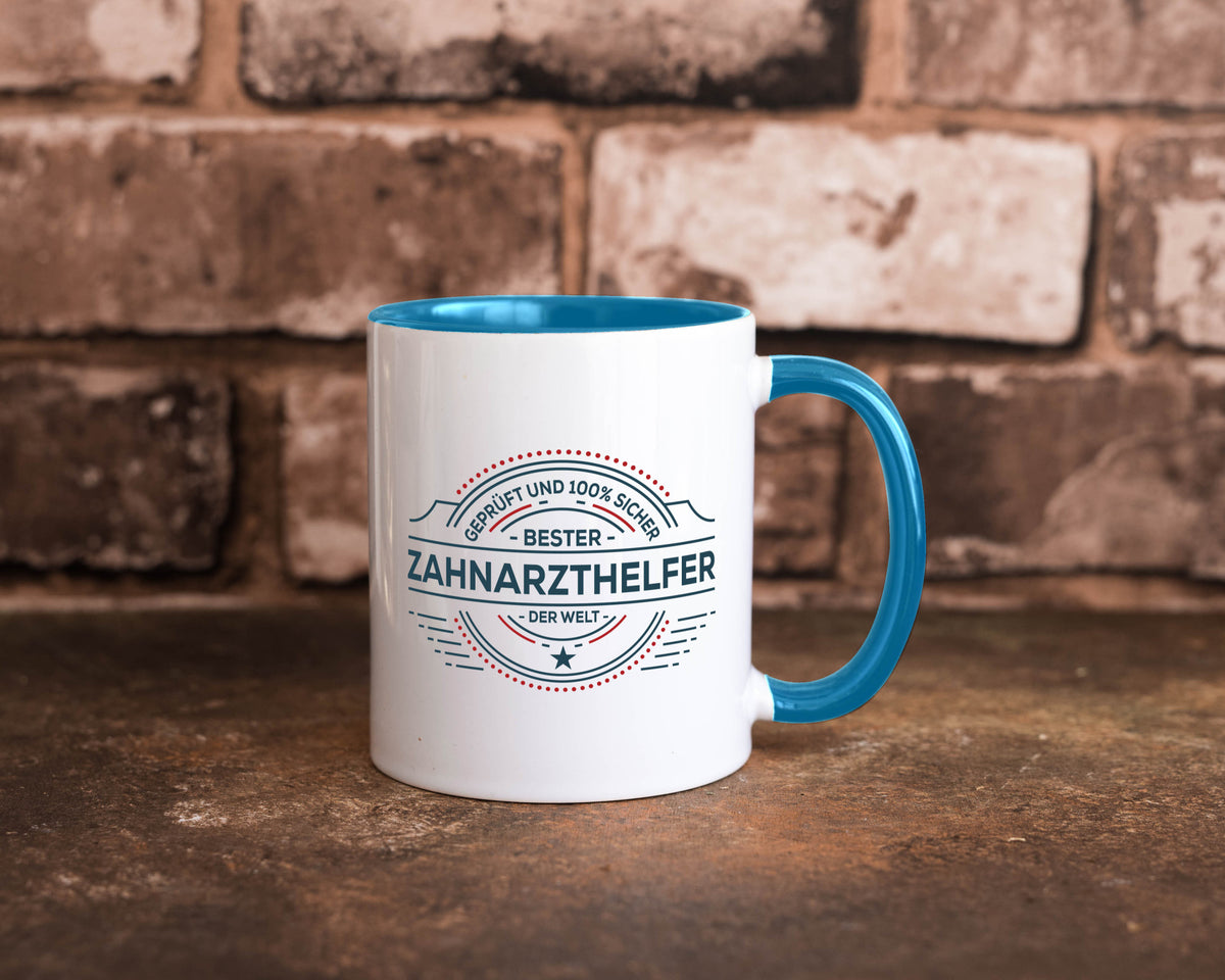 Geprüft und sicher: Zahnarzthelfer | Zahnmedizin lustig Humor Geschenkidee Tasse