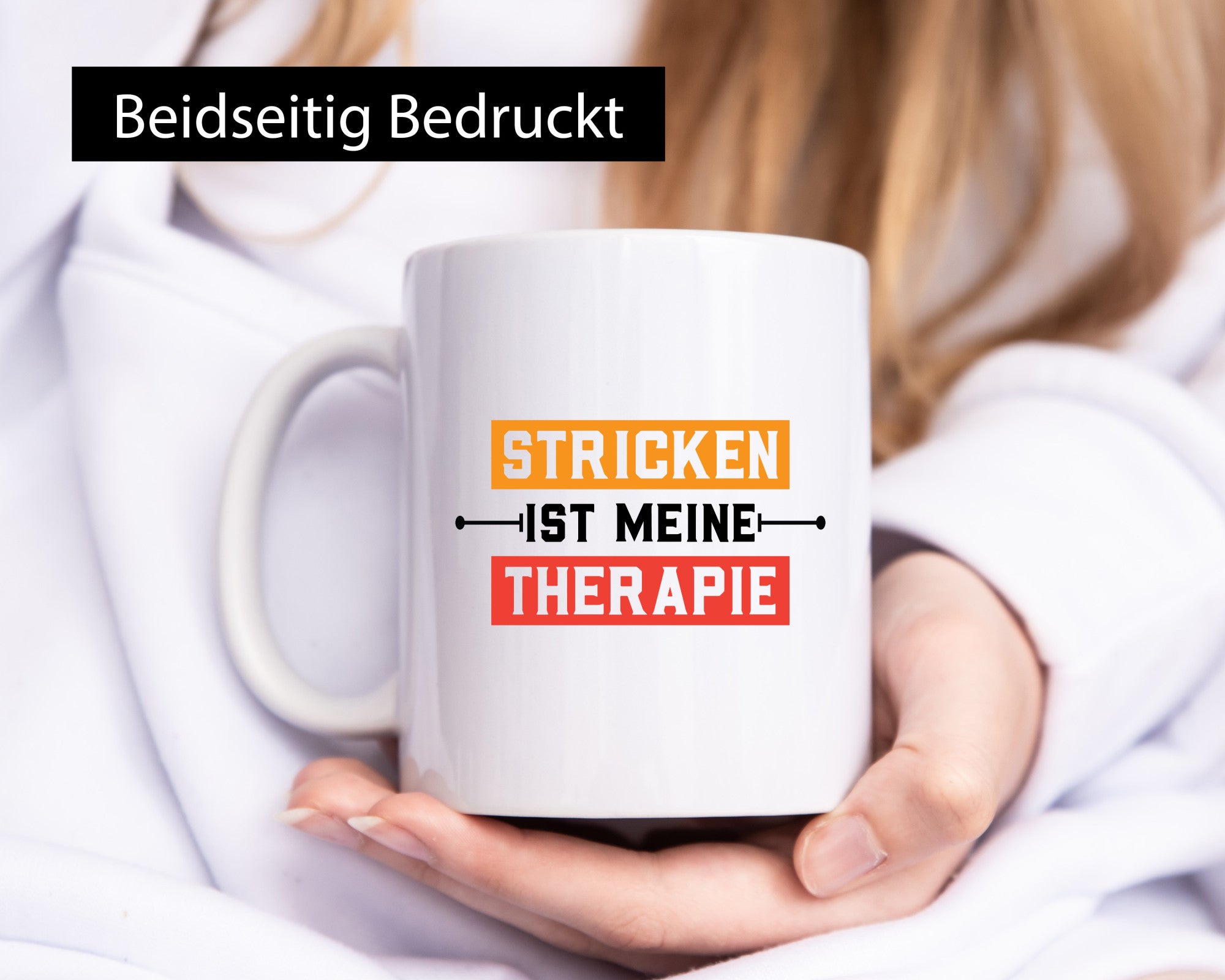 Stricken ist meine Therapie | Stricknadel Humor Geschenkidee Tasse