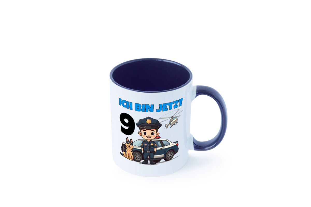 9. Geburtstag | 9 Jahre Polizei Kind Polizeiauto lustig Geschenkidee Geschenk Tasse