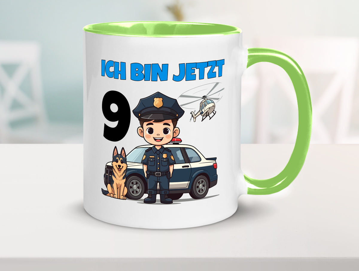 9. Geburtstag | 9 Jahre Polizei Kind Polizeiauto lustig Geschenkidee Geschenk Tasse