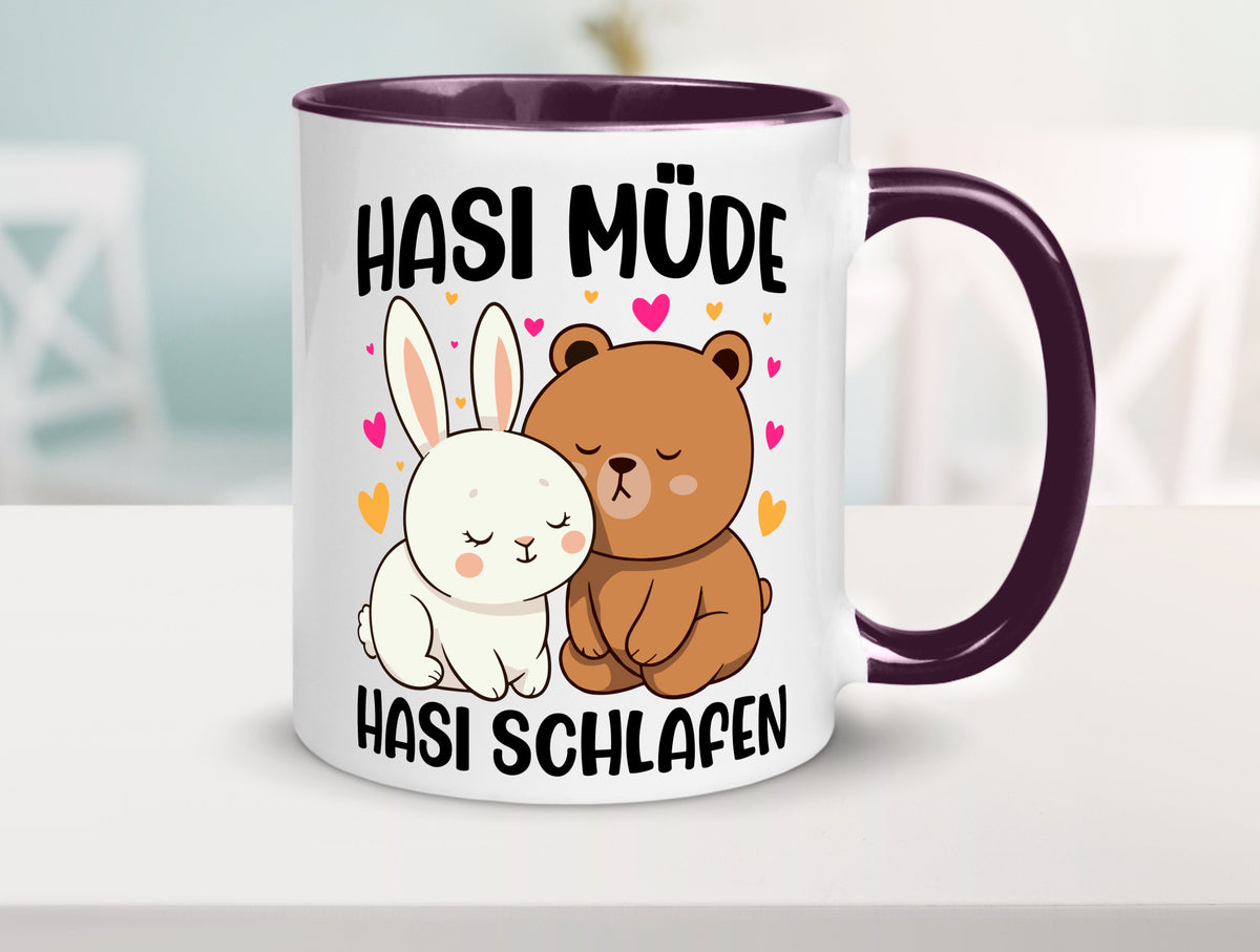 Hasi Müde | schlafen Kaninchen Häschen v2 lustiger Spruch Geschenk Humor Tasse