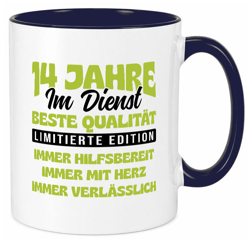 14 Jahre im Dienst | Jubiläum Arbeit v4 Geschenkidee Kollegen Büro Humor Tasse