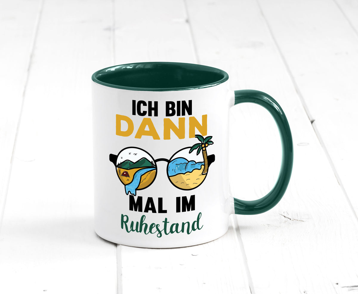 Bin dann mal im Ruhestand | Sonnenbrille Palme Meer lustig Jubiläum Geschenk Tasse