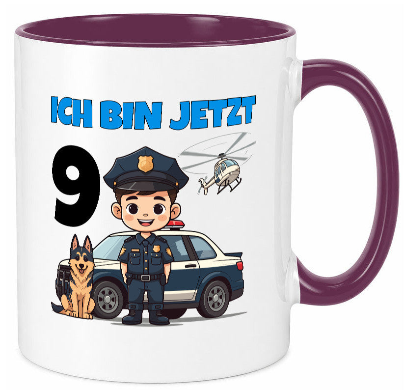 9. Geburtstag | 9 Jahre Polizei Kind Polizeiauto lustig Geschenkidee Geschenk Tasse