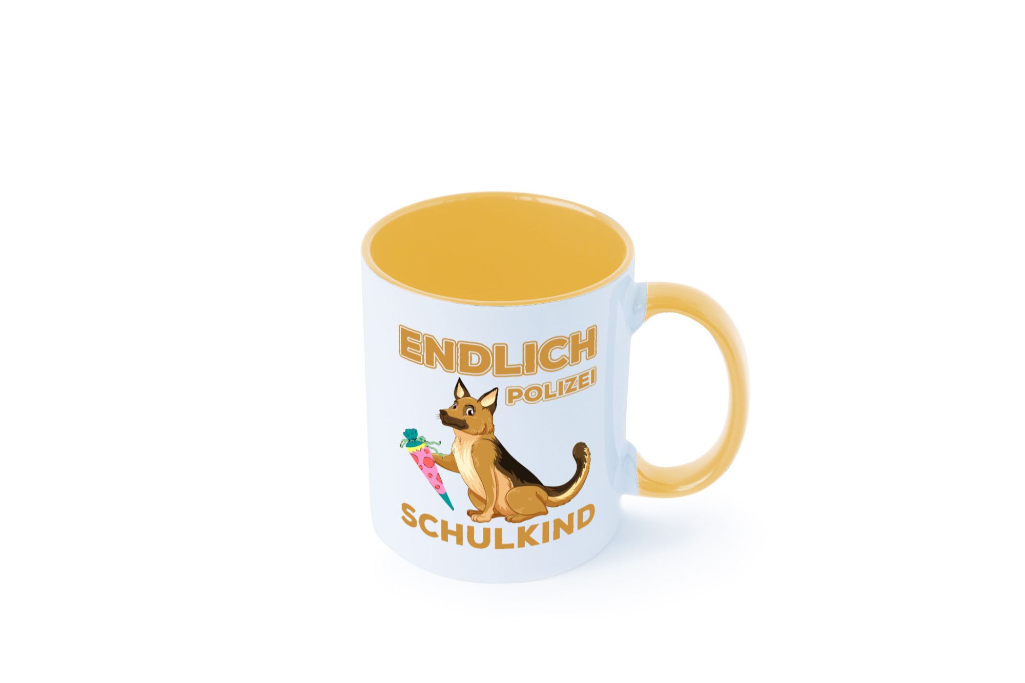 Endlich Schulkind | Tasse Einschulung Polizei Hund lustiger Spruch Geschenk