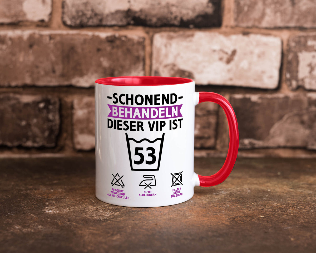 53 Geburtstag | schonend behandeln Jahre v2 lustiger Spruch Geschenk Tasse