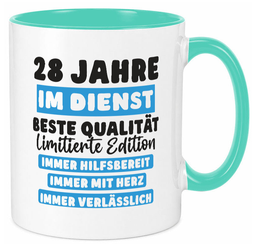 28 Jahre im Dienst | Jubiläum Arbeit v6 lustig Kollegen Büro Geschenk Tasse