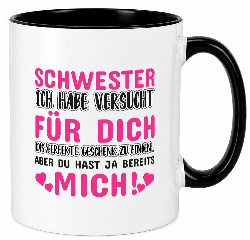 Schwester Tasse | lustiger Spruch Geschwisterliebe v2 Humor Geschenkidee