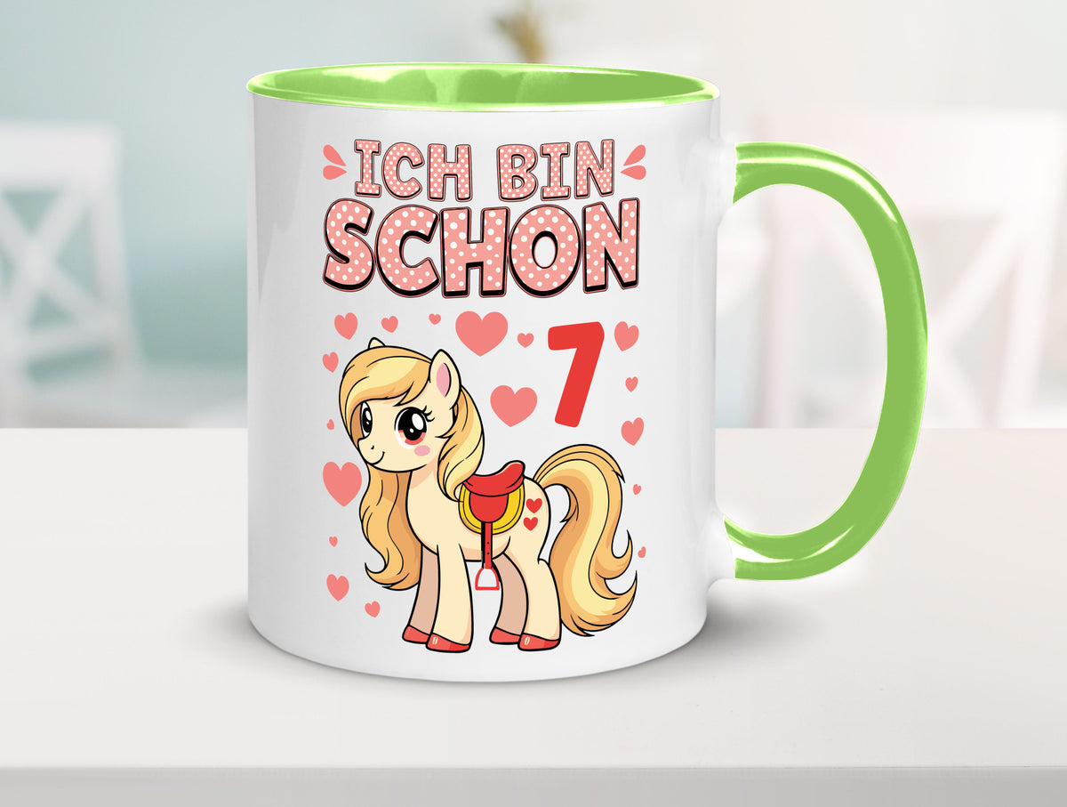 7. Geburtstag | 7 Jahre Mädchen Reiten Pony lustiger Spruch Geschenk Tasse