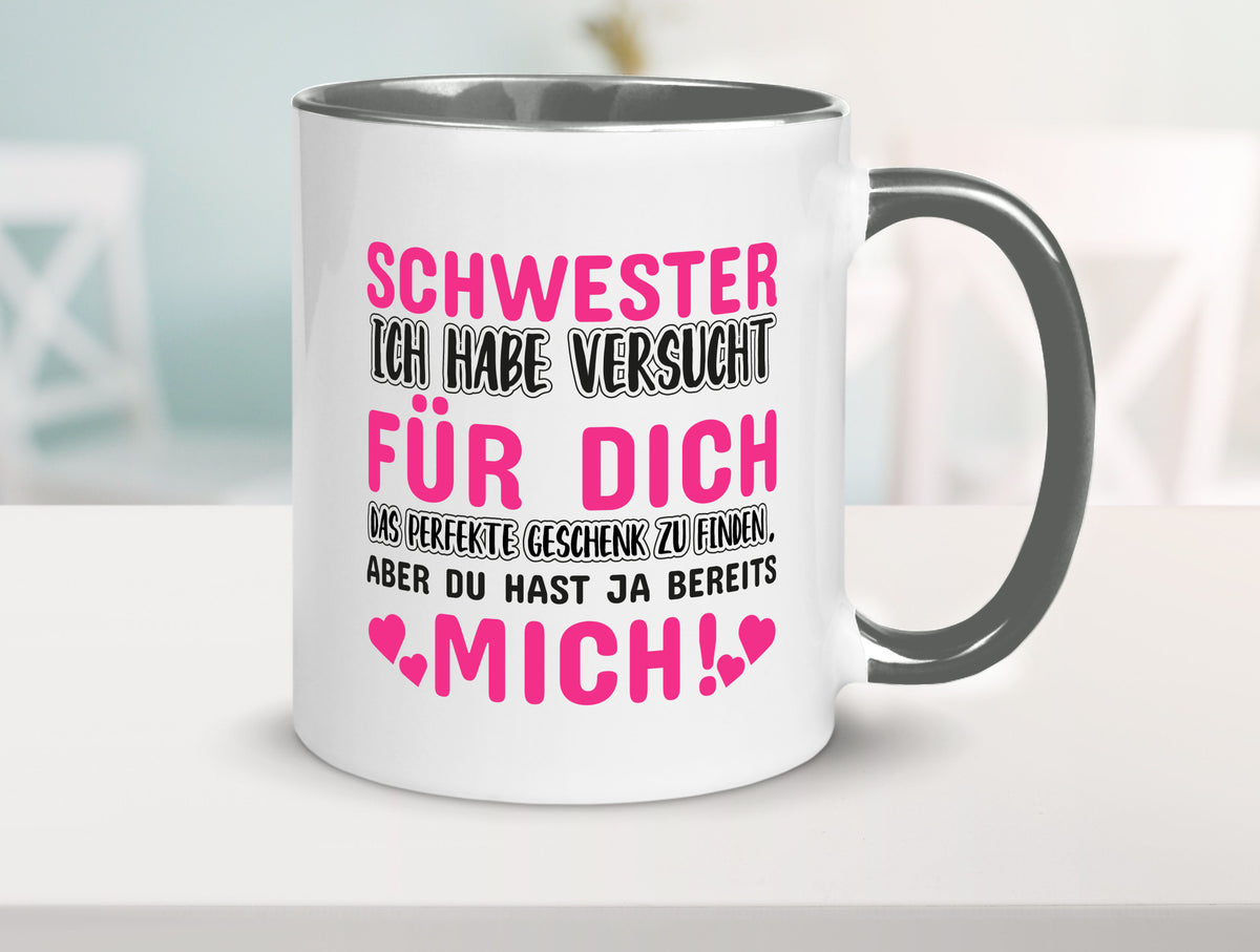 Schwester Tasse | lustiger Spruch Geschwisterliebe v2 Humor Geschenkidee