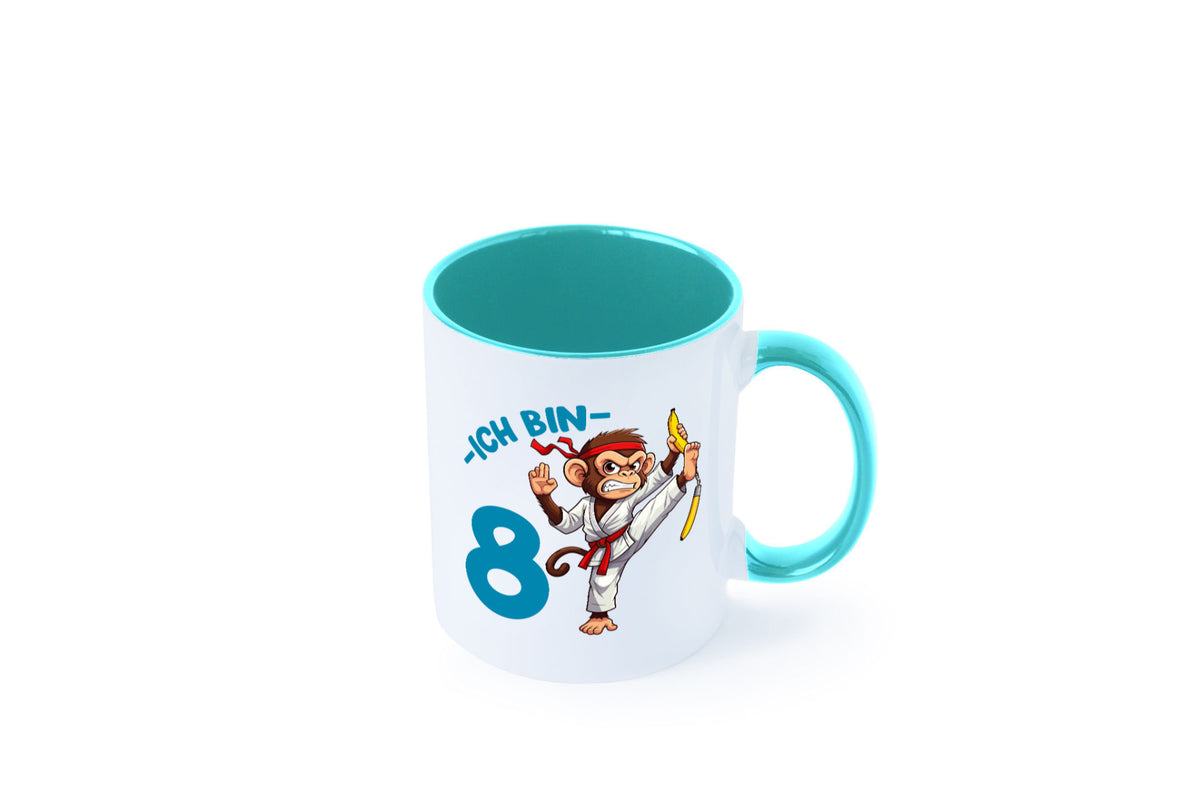 Ich bin 8 | 8. Geburtstag Karate Kampfsport Affe lustiger Spruch Geschenk Tasse