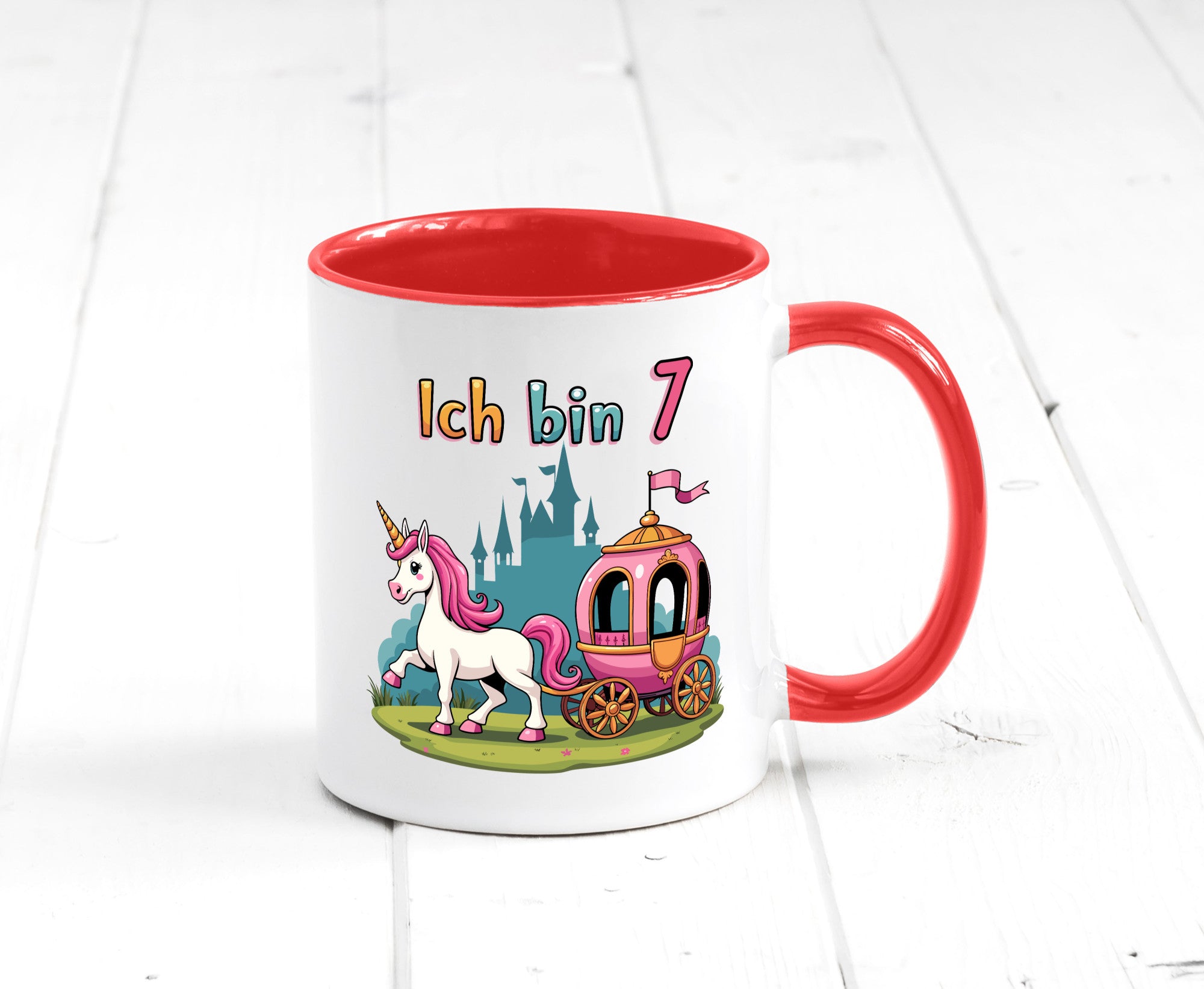 7. Geburtstag | Prinzessin in Kutsche Einhorn lustiger Spruch Geschenk