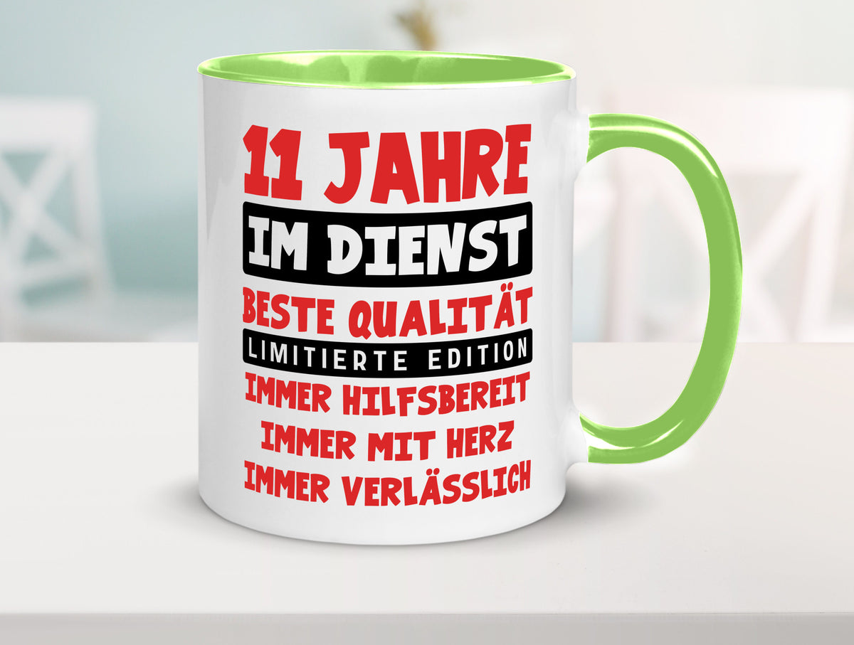 11 Jahre im Dienst | Jubiläum Arbeit v9 Geschenkidee Kollegen Büro Humor Tasse