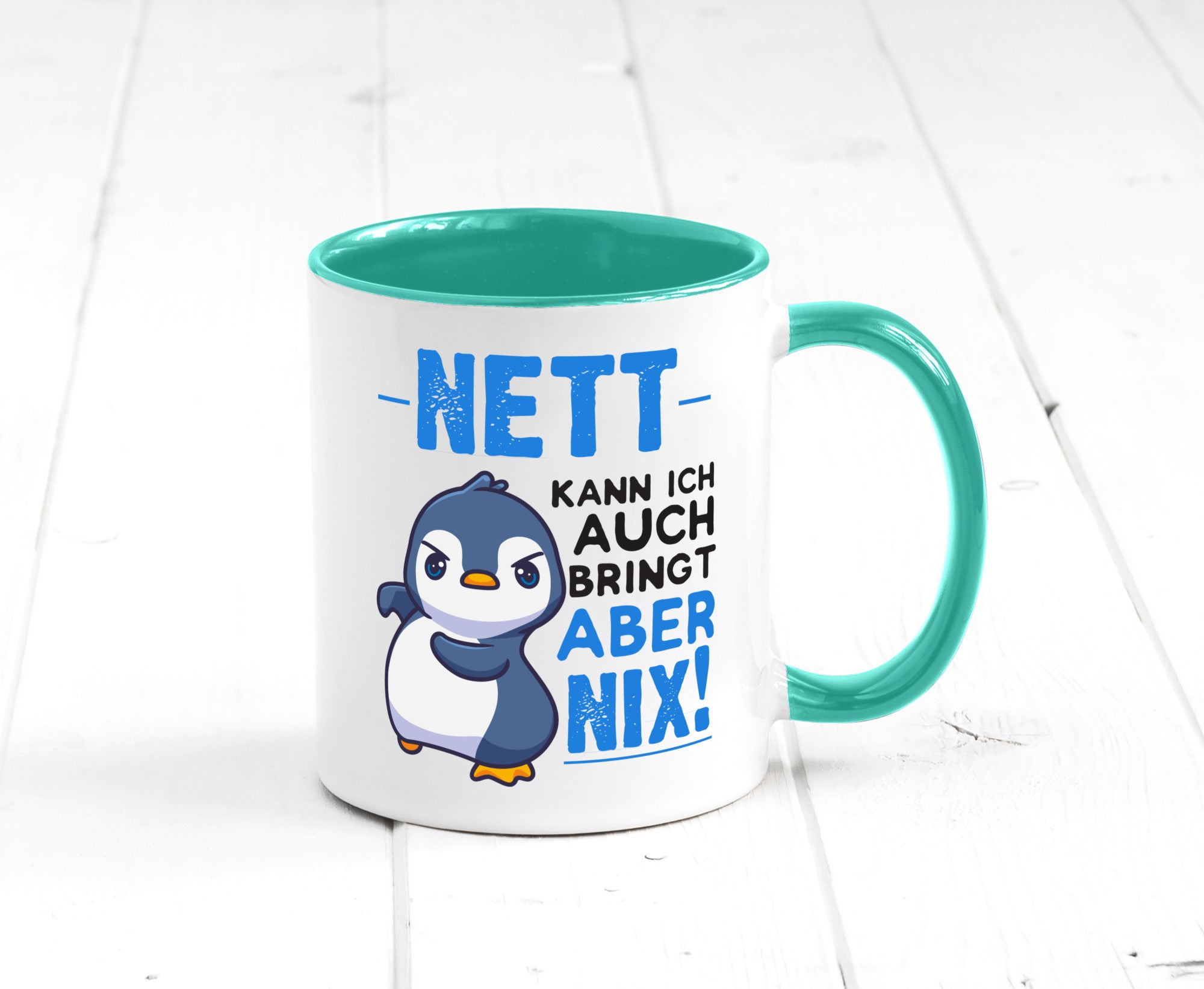 Nett kann ich auch | lustige Spruchtasse Pinguin Geschenk Humor Geschenkidee
