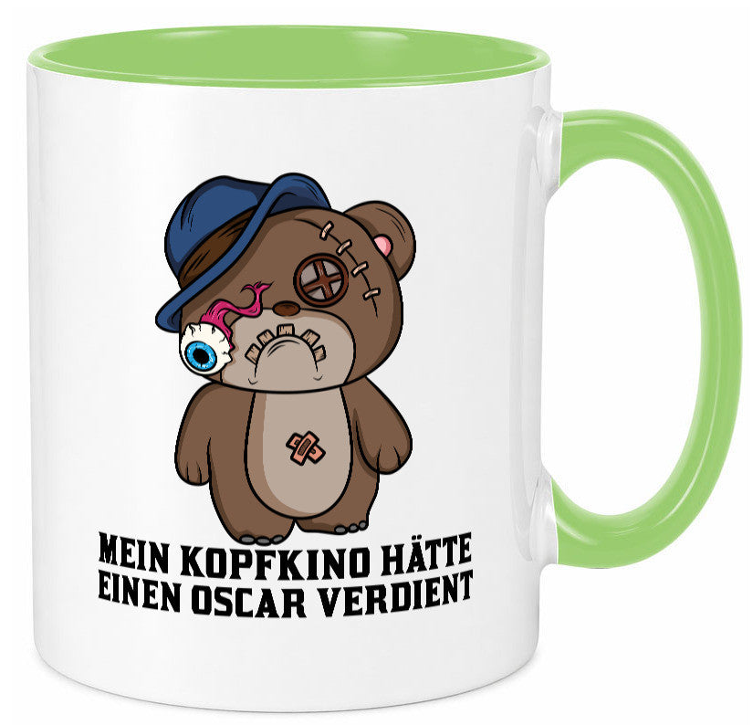 Mein Kopfkino hätte Oscar verdient | kaputter Bär Comic lustiger Spruch Tasse