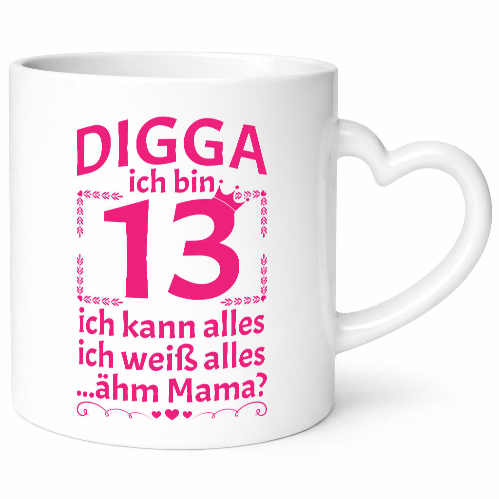 Ich bin 13 | Geburtstag kann und weiß alles Herzchen Geschenkidee Humor Tasse