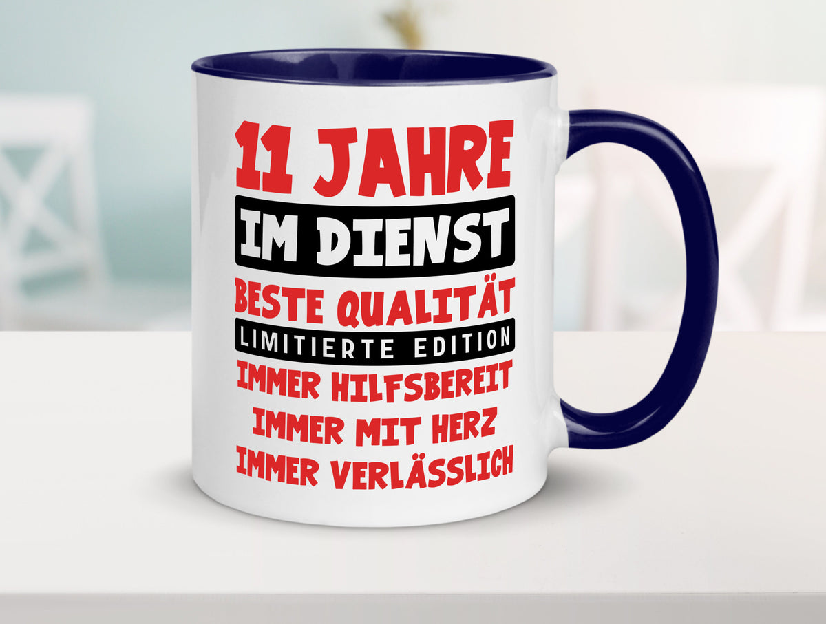 11 Jahre im Dienst | Jubiläum Arbeit v9 Geschenkidee Kollegen Büro Humor Tasse