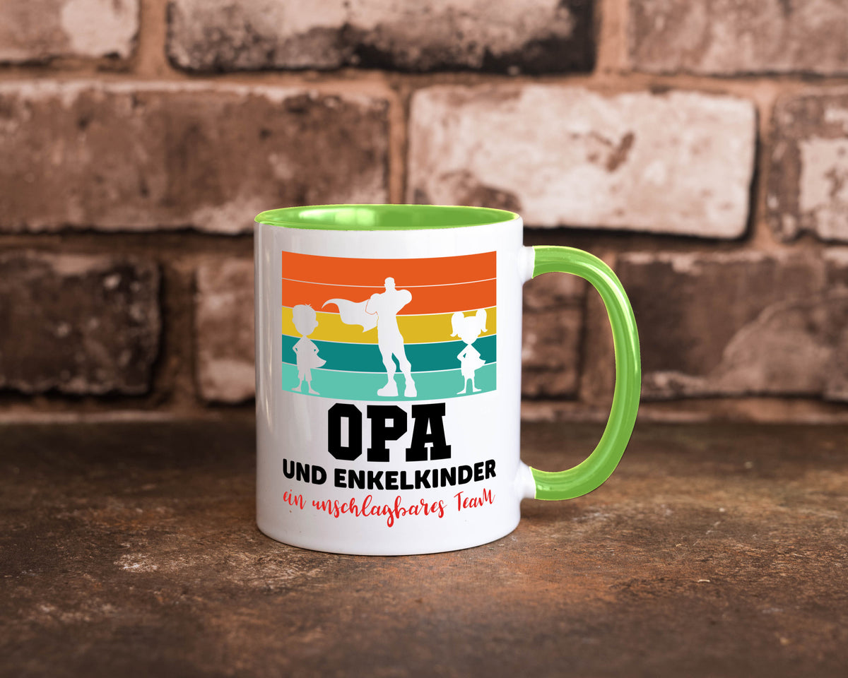 Opa und Enkelkinder ein unschlagbares Team Geschenkidee Familie Humor Tasse