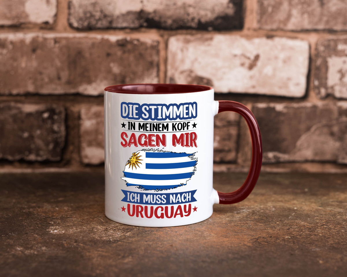 Uruguay | Urlaub Stimmen in meinem Kopf Traumland Geschenk Humor Geschenkidee Tasse