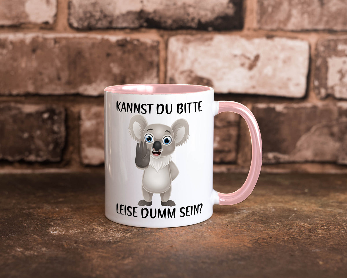 Bitte leise dumm sein | frecher Koala Flüstern Comic Humor Geschenkidee Tasse