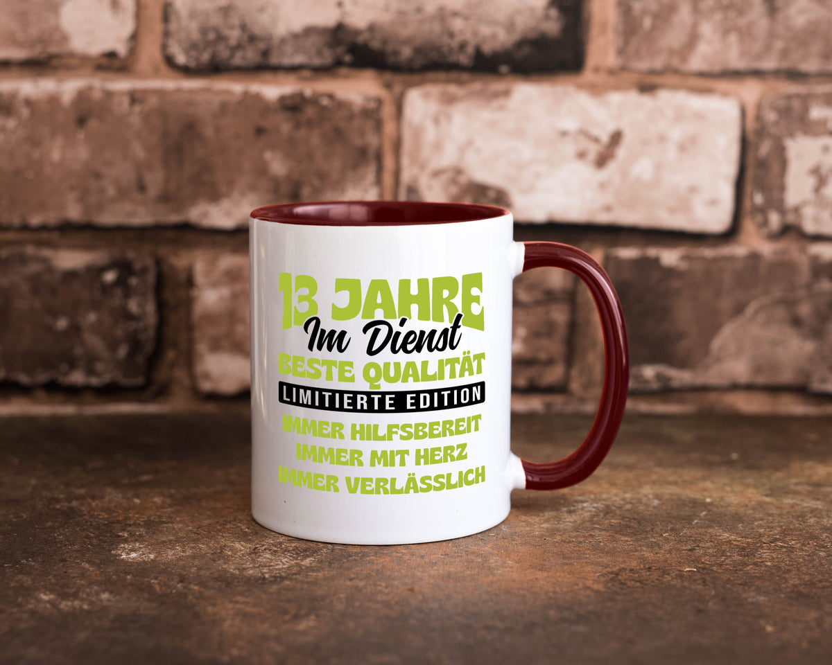 13 Jahre im Dienst | Jubiläum Arbeit v4 lustig Kollegen Büro Geschenk Tasse