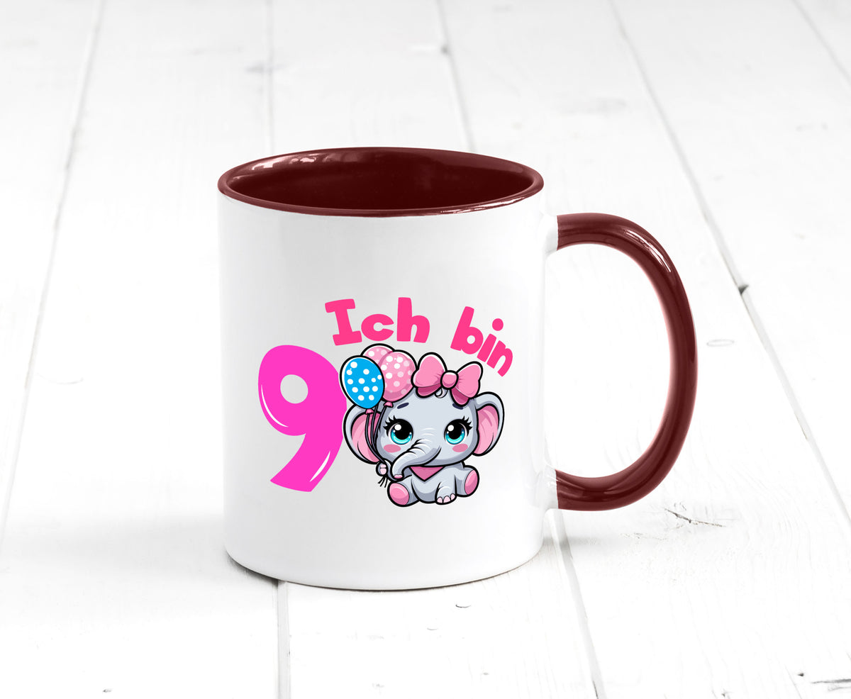 9. Geburtstag | 9 Jahre Elefant Mädchen Geschenk Geschenkidee lustiger Spruch Tasse