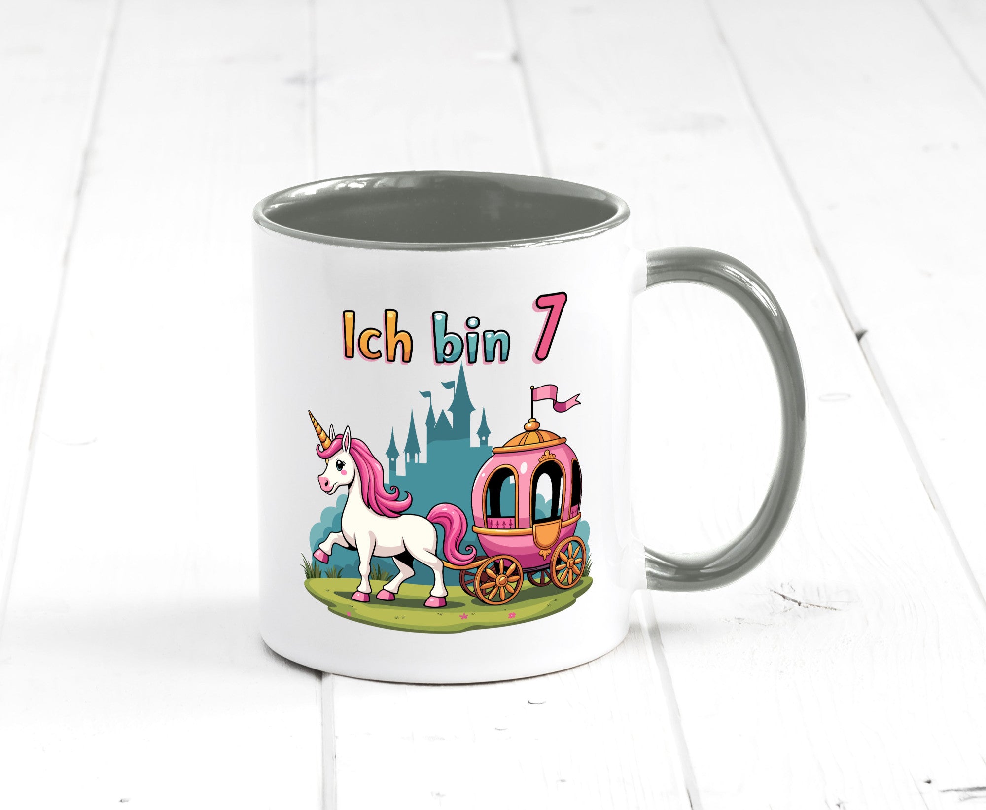 7. Geburtstag | Prinzessin in Kutsche Einhorn lustiger Spruch Geschenk