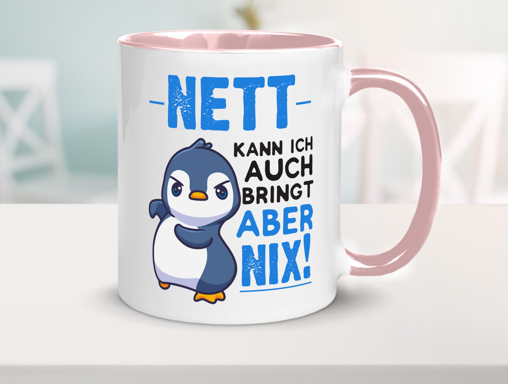 Nett kann ich auch | lustige Spruchtasse Pinguin Geschenk Humor Geschenkidee