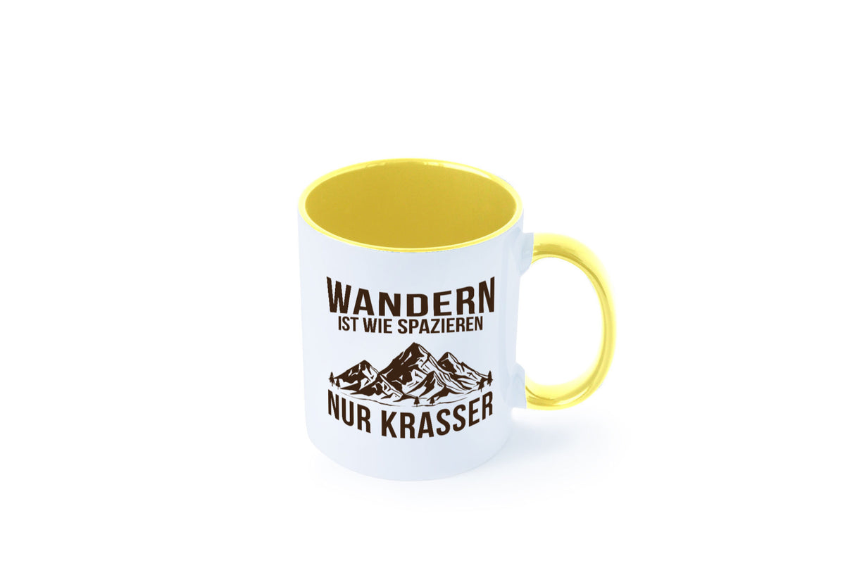 Wandern wie spazieren, nur krasser | Gebirge Bäume Geschenk Humor Geschenkidee Tasse
