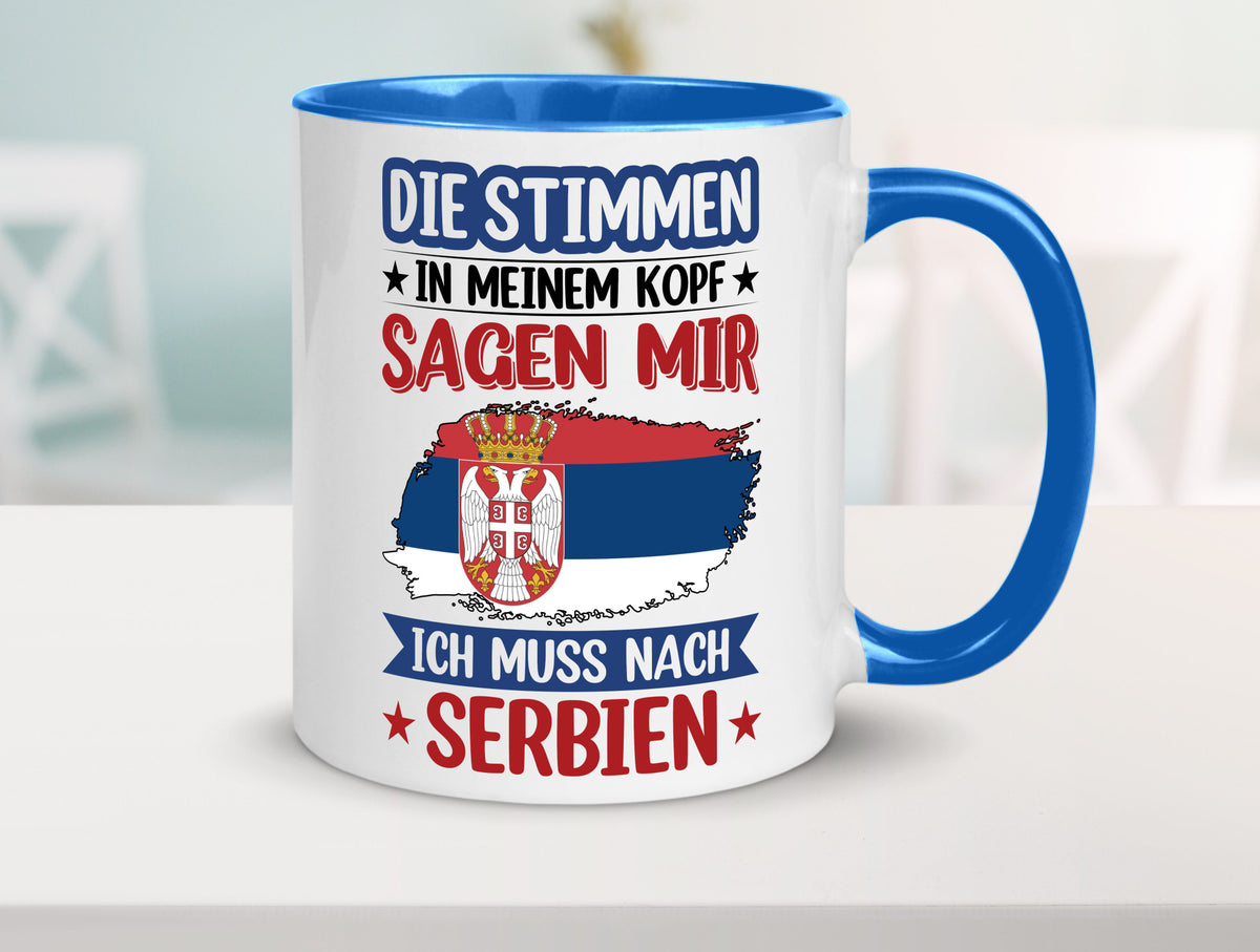 Serbien | Urlaub Stimmen in meinem Kopf Traumland v2 Geschenk Humor Tasse