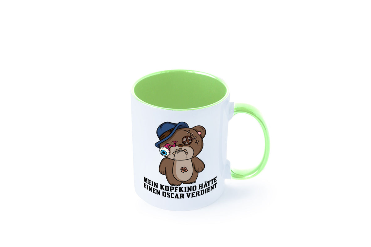 Mein Kopfkino hätte Oscar verdient | kaputter Bär Comic lustiger Spruch Tasse