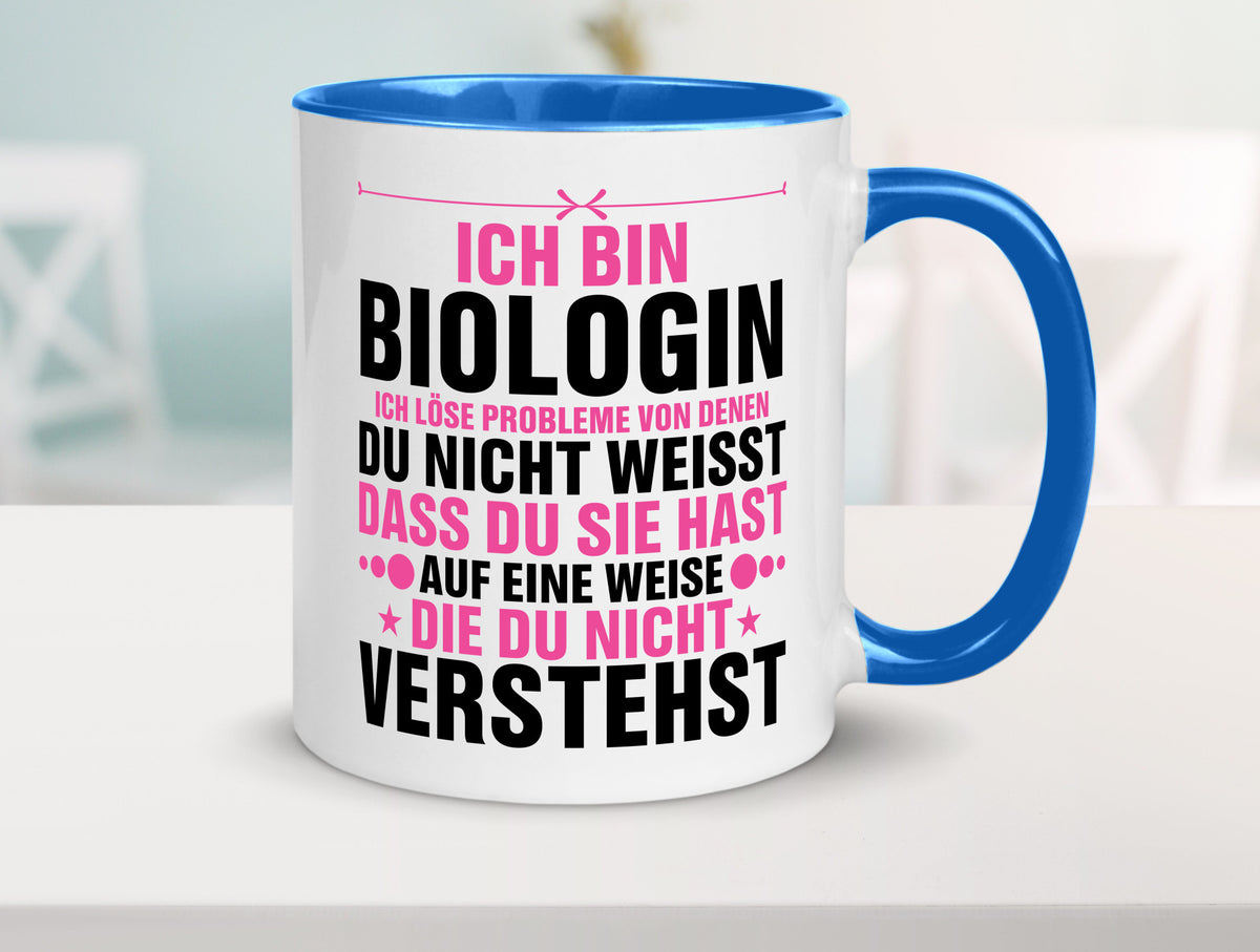 Löse Probleme: Biologin | Biologie Naturforscherin lustig Humor Geschenkidee Tasse