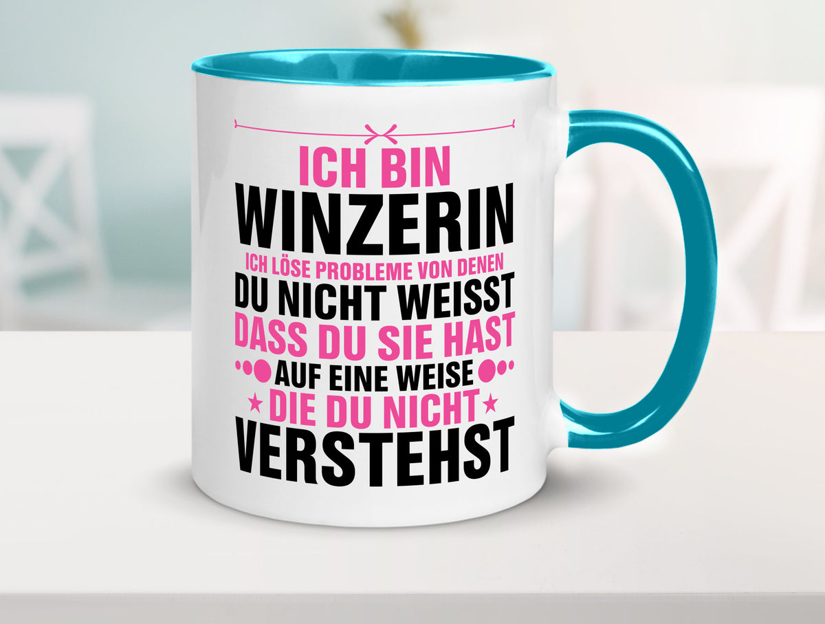 Löse Probleme: Winzerin | Weinbauer Wein Humor Geschenkidee Tasse