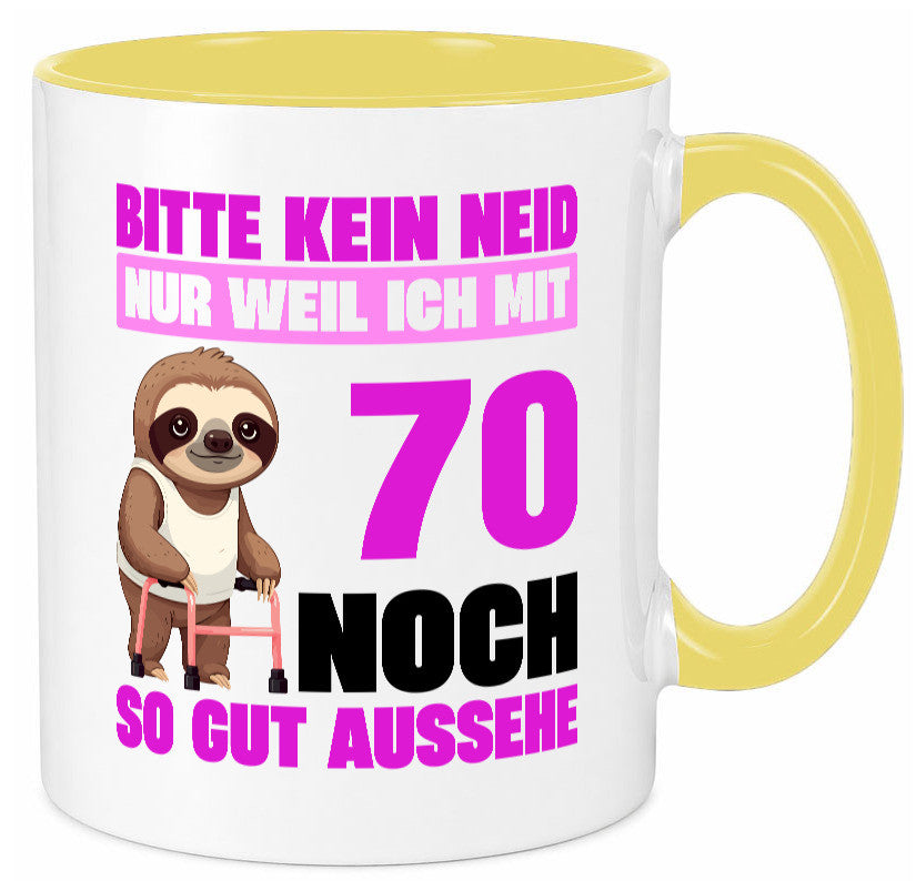 70. Geburtstag | Bitte kein neid Faultier 70 Jahre v2 Humor Geschenkidee Tasse