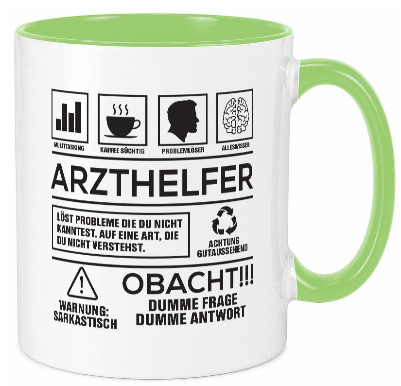 Achtung Probleme Arzthelfer | Fachangestellter Medizin lustiger Spruch Geschenk Tasse