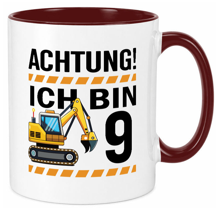 9 Geburtstag Ich bin | Bagger Junge lustiger Spruch Geschenk Geschenkidee Tasse