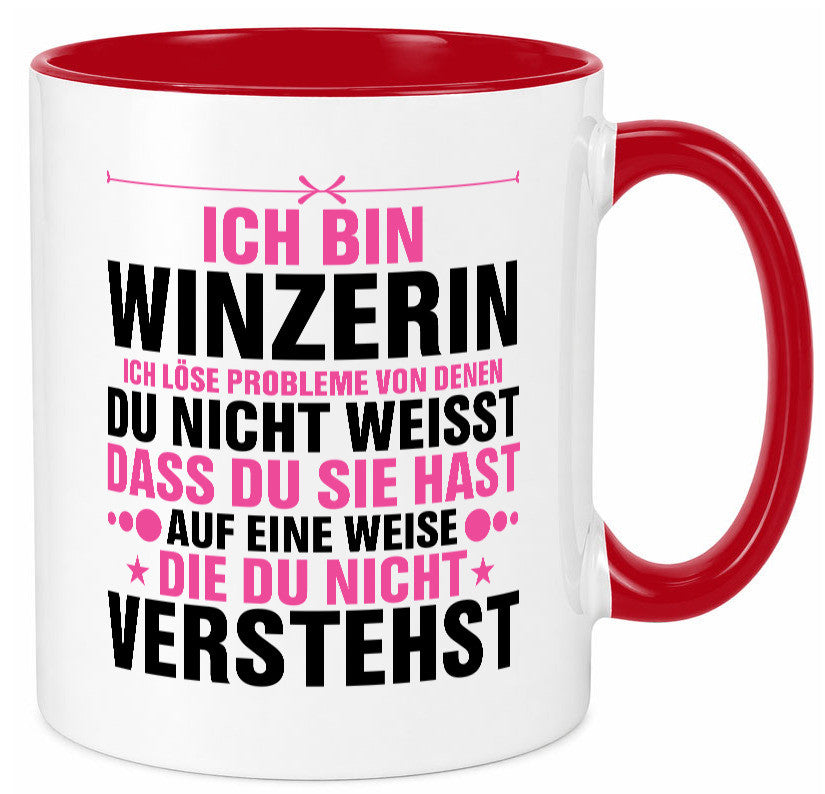 Löse Probleme: Winzerin | Weinbauer Wein Humor Geschenkidee Tasse