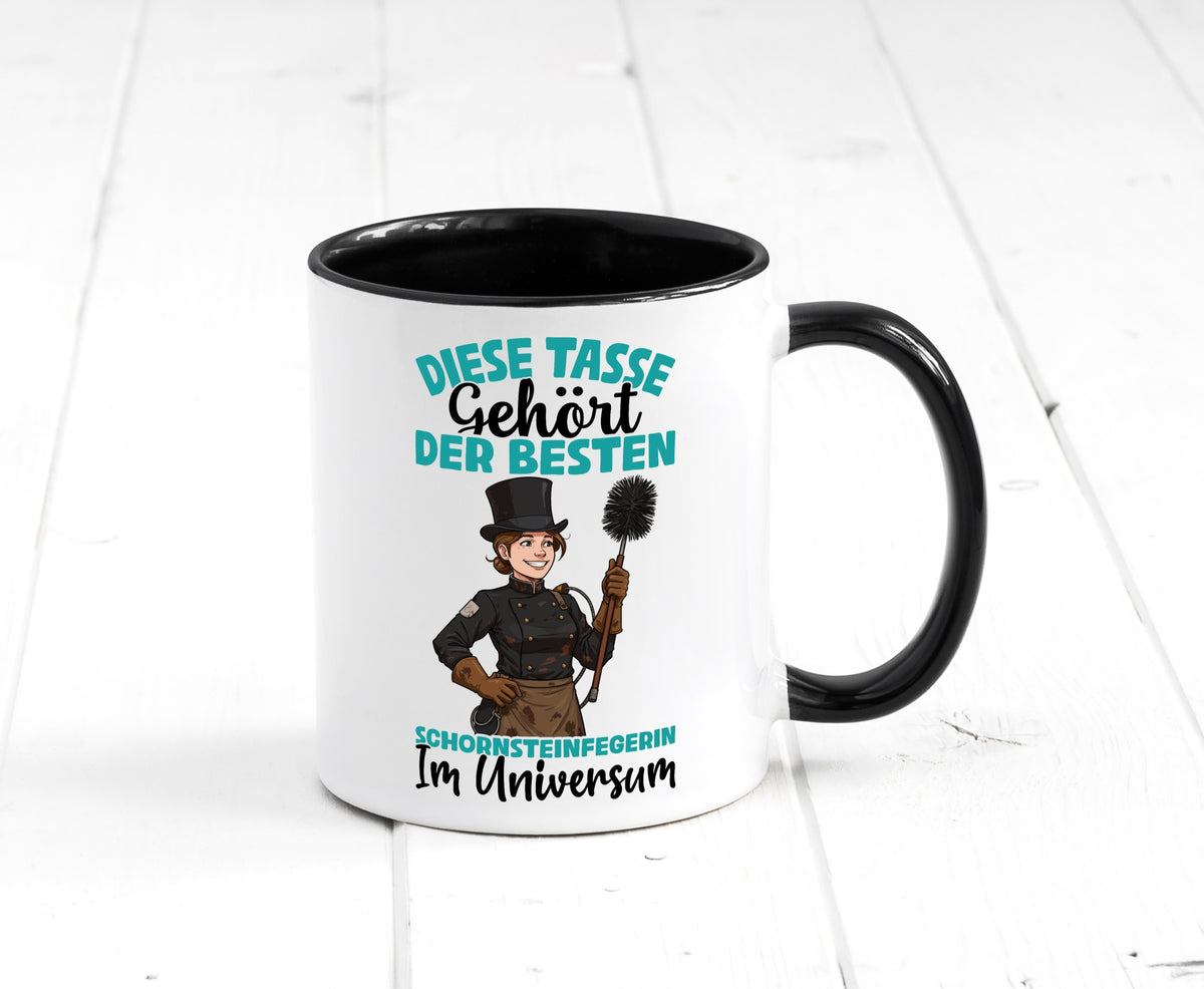 Im Universum: Schornsteinfegerin | Kaminkehrer lustiger Spruch Geschenk Humor Tasse