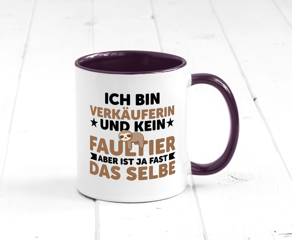Ich bin kein Faultier: Verkäuferin| Kollegin | Verkaufsjob v2 lustig Arbeit Tasse
