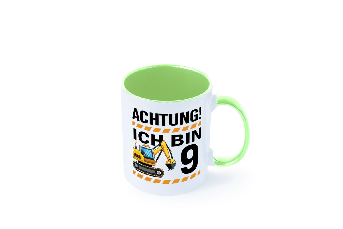9 Geburtstag Ich bin | Bagger Junge lustiger Spruch Geschenk Geschenkidee Tasse