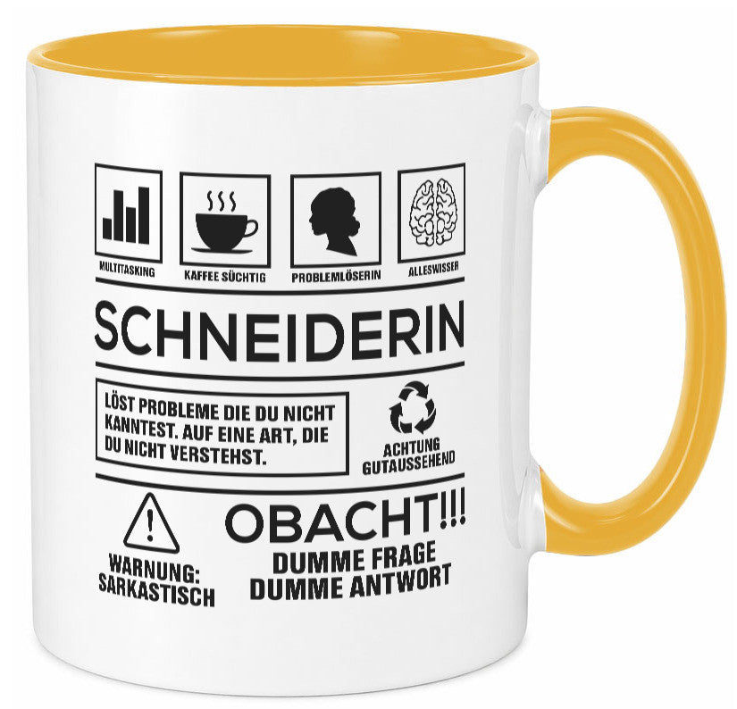 Achtung Probleme Schneiderin | Beruf Schneiderei Geschenkidee Arbeit Kollegen Tasse