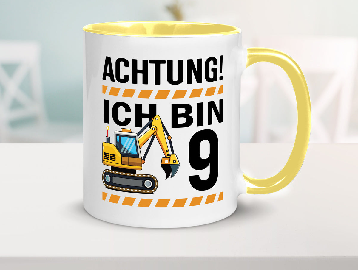 9 Geburtstag Ich bin | Bagger Junge lustiger Spruch Geschenk Geschenkidee Tasse