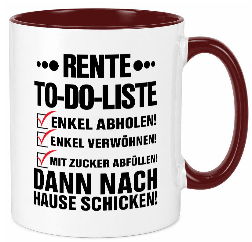 Rente To-Do-Liste | Rentner Tasse Enkel verwöhnen Geschenk Ruhestand Jubiläum
