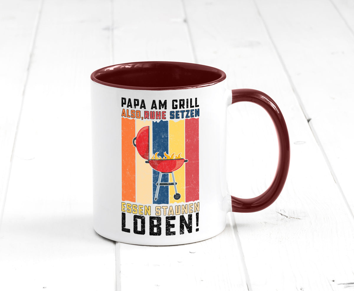 Papa am Grill | Grillmeister BBQ Grillabend v2 Geschenkidee Humor Tasse