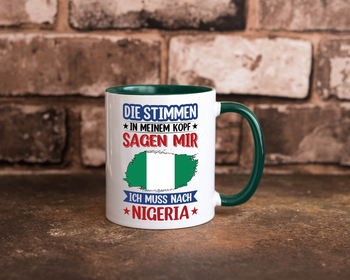 Nigeria | Urlaub Stimmen in meinem Kopf Traumland Geschenk Humor Geschenkidee Tasse