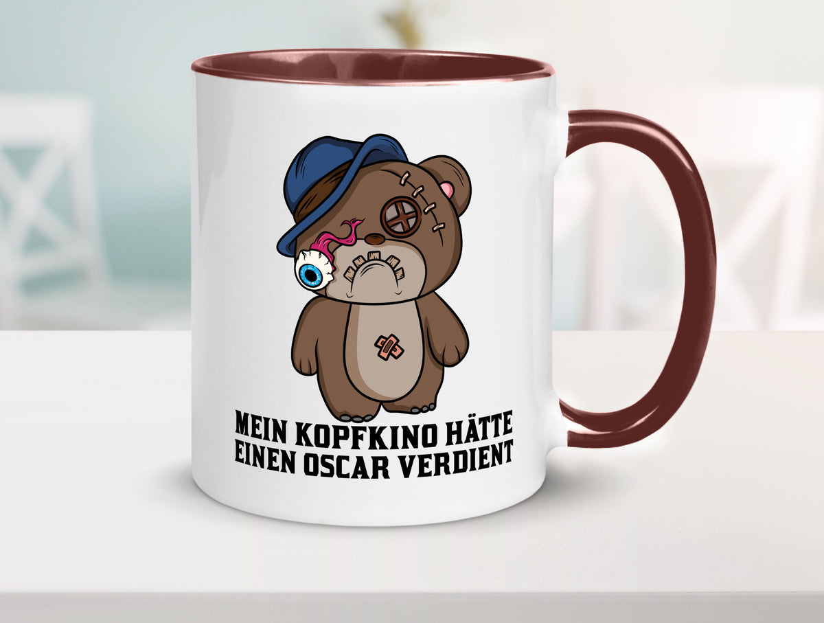 Mein Kopfkino hätte Oscar verdient | kaputter Bär Comic lustiger Spruch Tasse